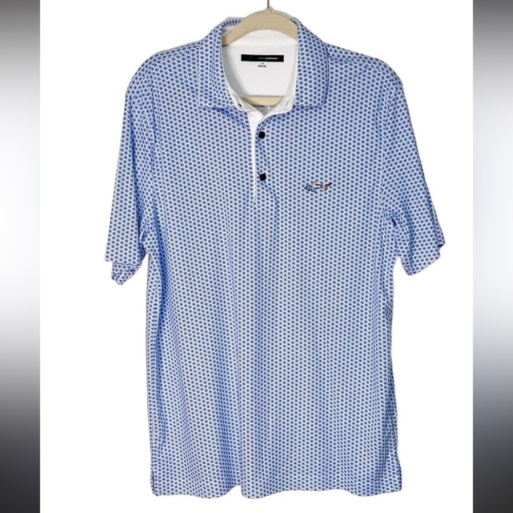 Greg Norman Collection Patterned Blue Performance Dry Polo Shirt